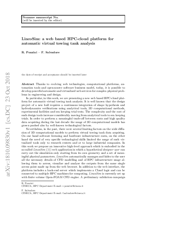 (PDF) LincoSim: a Web Based HPC-Cloud Platform for Automatic Virtual ...