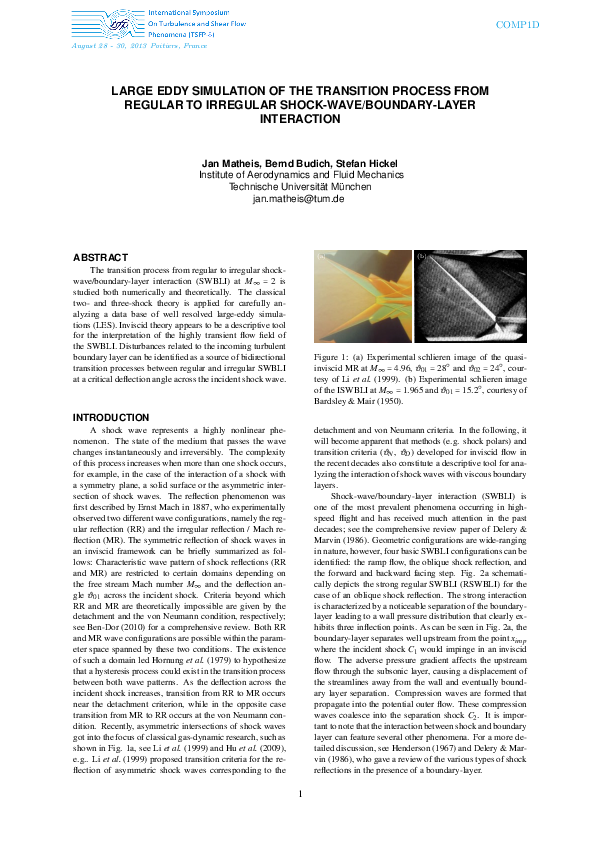 (PDF) Large Eddy Simulation of the Transition Process from Regular to ...