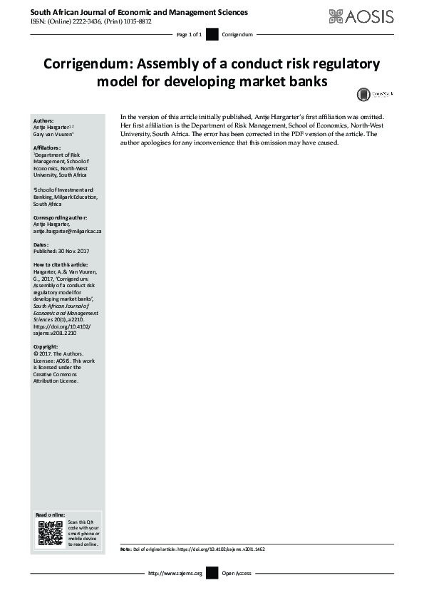 (PDF) Corrigendum: Assembly of a conduct risk regulatory model for ...