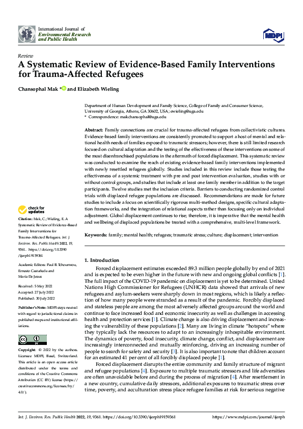 (PDF) A Systematic Review of Evidence-Based Family Interventions for ...