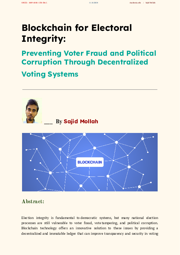 (PDF) Blockchain for Electoral Integrity: Preventing Voter Fraud and ...