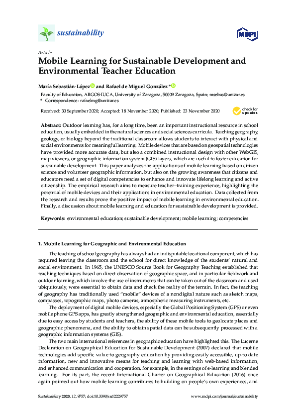(PDF) Mobile Learning for Sustainable Development and Environmental ...