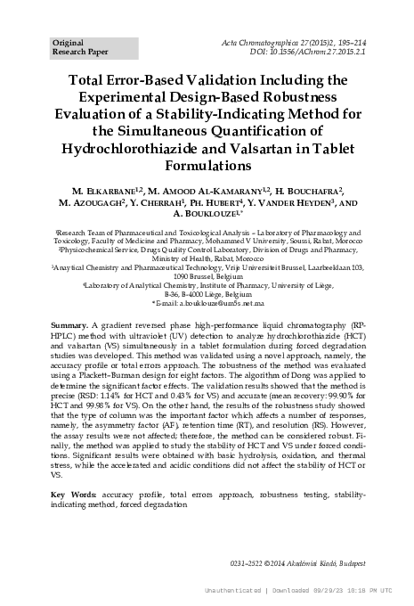 (PDF) Total error-based validation including the experimental design ...