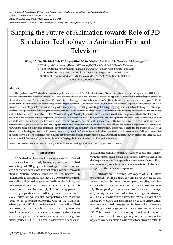 (PDF) Shaping the Future of Animation towards Role of 3D Simulation ...