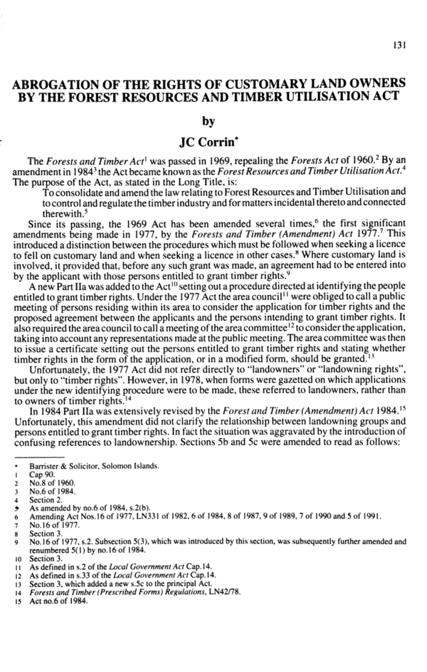 (PDF) Abrogation of The Rights Of Customary Land Owners by the Forest ...