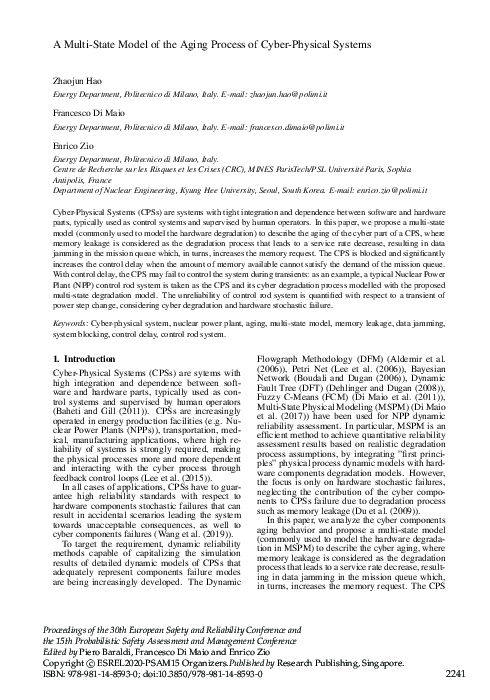 (PDF) A Multi-State Model of the Aging Process of Cyber-Physical Systems
