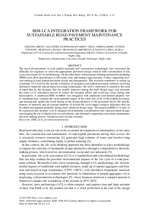 (PDF) BIM-LCA Integration Framework for Sustainable Road Pavement ...