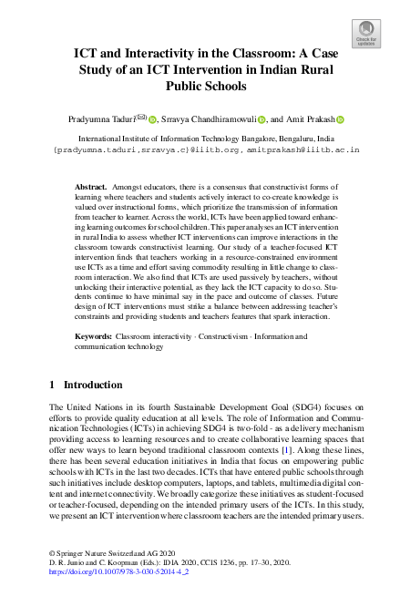 (PDF) ICT and Interactivity in the Classroom: A Case Study of an ICT ...