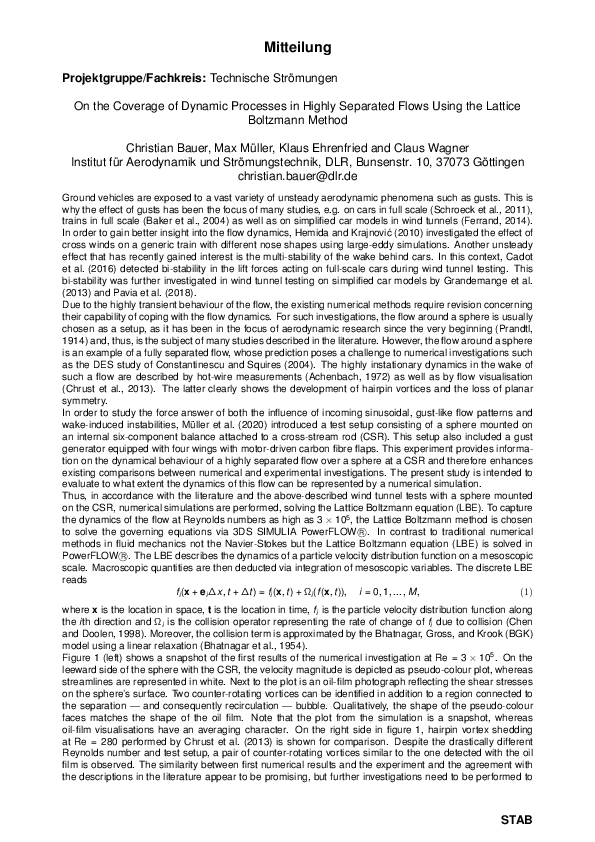 (PDF) Bi-stability Detection in the Flow Around a Sphere by Means of ...
