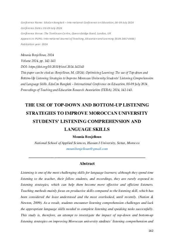 (PDF) The Use of Top-Down and Bottom-Up Listening Strategies to Improve ...