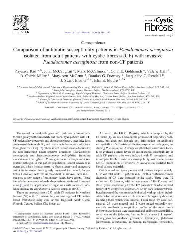 (PDF) Comparison of antibiotic susceptibility patterns in Pseudomonas ...