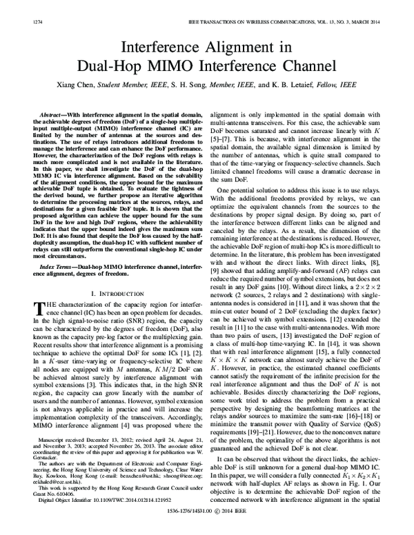(PDF) Interference Alignment in Dual-Hop MIMO Interference Channel