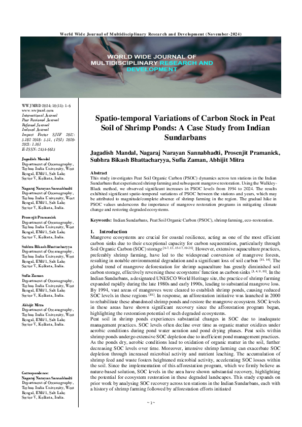 (PDF) Spatio temporal variations of carbon stock in peat soil of shrimp ...