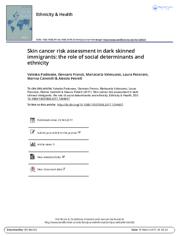 (PDF) Skin cancer risk assessment in dark skinned immigrants: the role ...