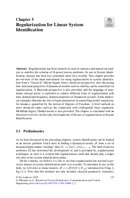 (PDF) Regularization for Linear System Identification