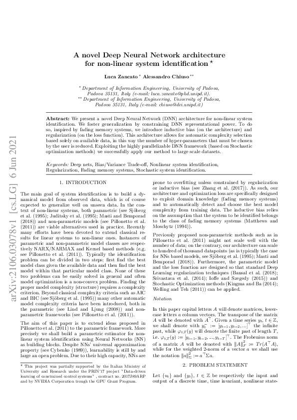 (PDF) A novel Deep Neural Network architecture for non-linear system ...