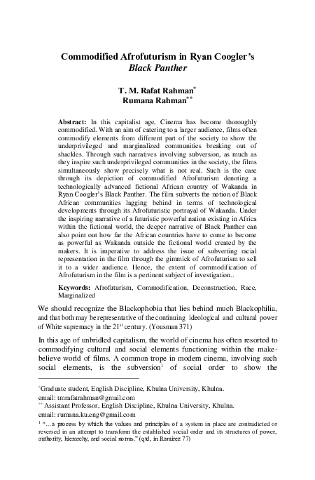 (PDF) Commodified Afrofuturism in Ryan Coogler’s Black Panther