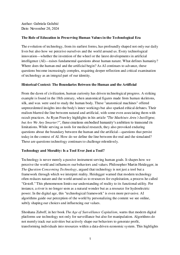 (PDF) The role of Education in Preserving Human Values in the ...