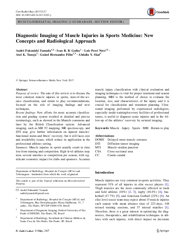 (PDF) Diagnostic Imaging of Muscle Injuries in Sports Medicine: New ...