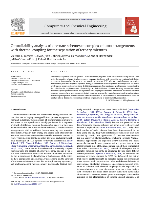 (PDF) Controllability analysis of alternate schemes to complex column ...