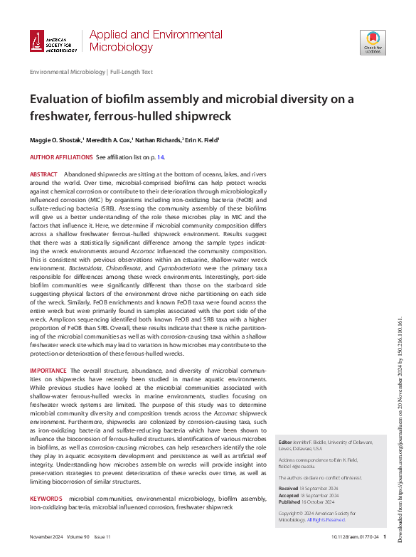 (PDF) Evaluation of biofilm assembly and microbial diversity on a ...