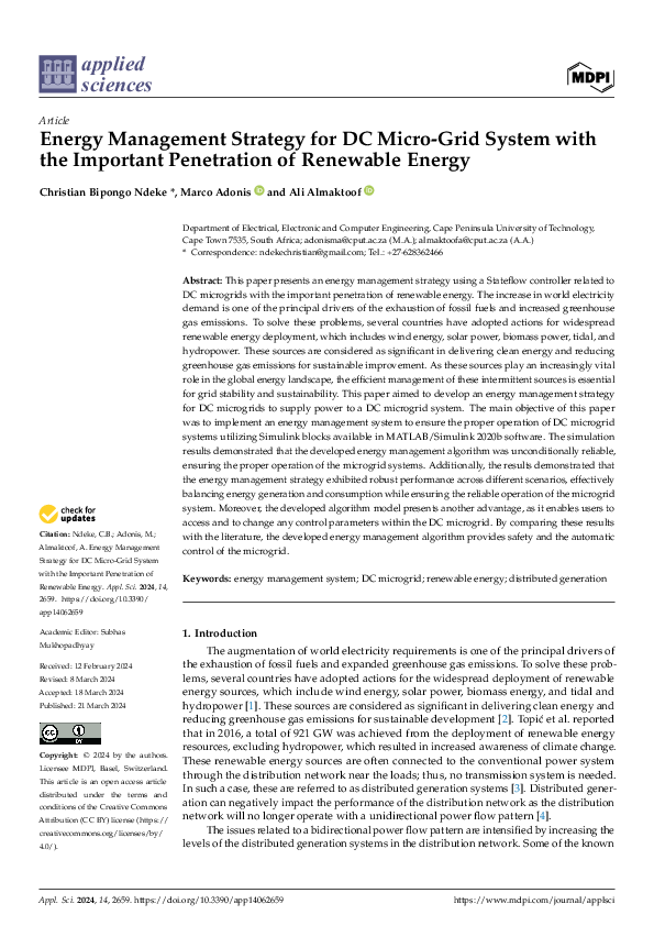(PDF) Energy Management Strategy for DC Micro-Grid System with the ...