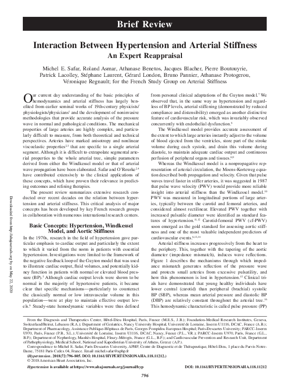 (PDF) Interaction Between Hypertension and Arterial Stiffness