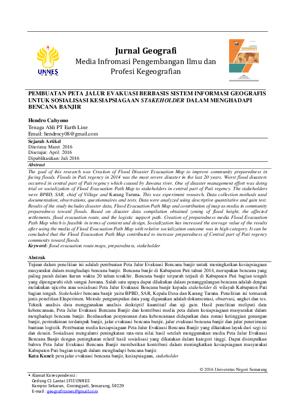 (PDF) Pembuatan Peta Jalur Evakuasi Berbasis Sistem Informasi Geografis ...