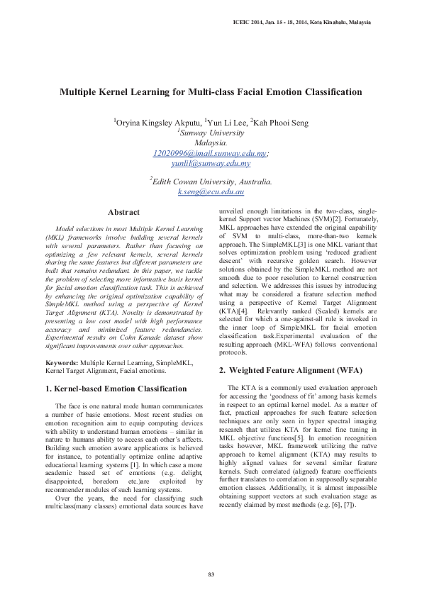 (PDF) Multiple Kernel Learning for Multi-class Facial Emotion ...