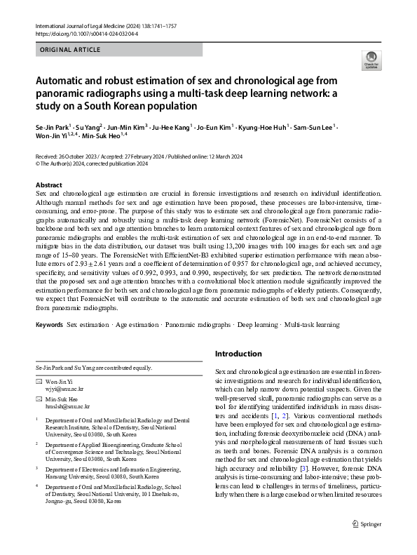 (PDF) Automatic and robust estimation of sex and chronological age from ...