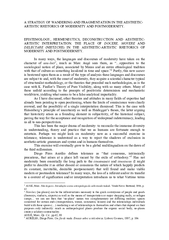 (PDF) A STRATEGY OF WANDERING AND FRAGMENTATION IN THE AESTHETIC ...