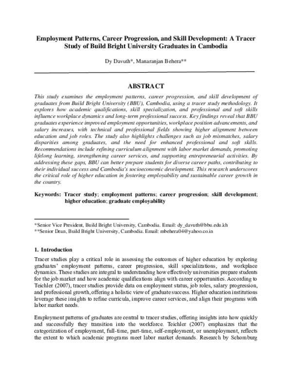 (PDF) Employment Patterns, Career Progression, and Skill Development: A ...