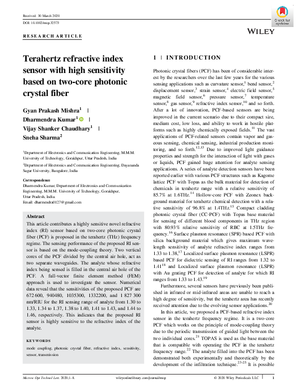 (PDF) Terahertz refractive index sensor with high sensitivity based on ...