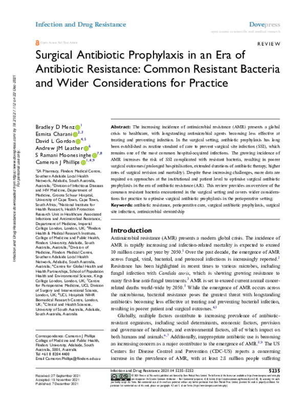 (PDF) Surgical Antibiotic Prophylaxis in an Era of Antibiotic ...