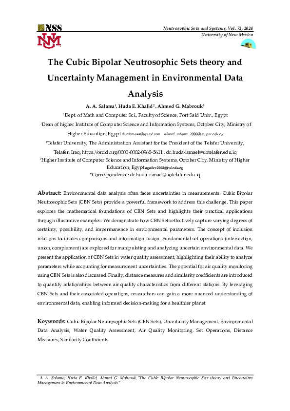 (PDF) The Cubic Bipolar Neutrosophic Sets theory and Uncertainty ...