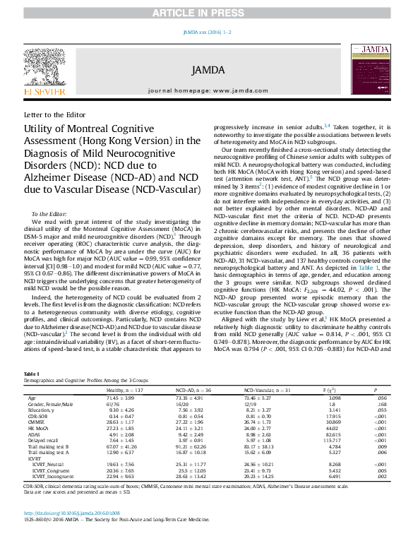 (PDF) Utility of Montreal Cognitive Assessment (Hong Kong Version) in ...