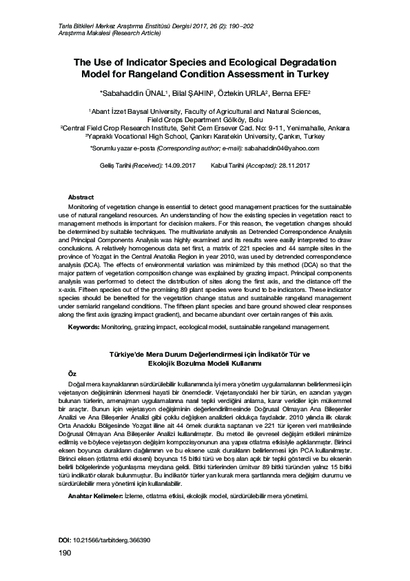 (PDF) The Use of Indicator Species and Ecological Degradation Model for ...