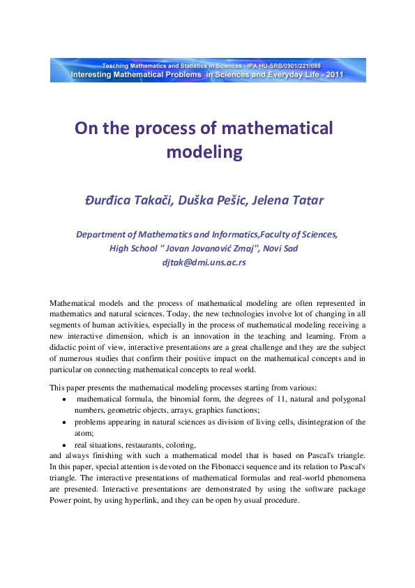(PDF) The Process of Mathematical Modeling