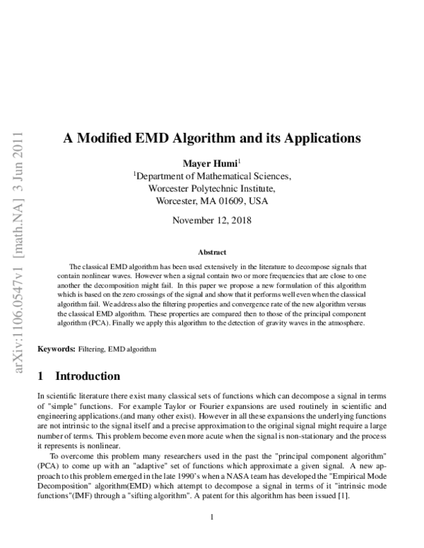  pdf 11 a modified emd algorithm and its applications
