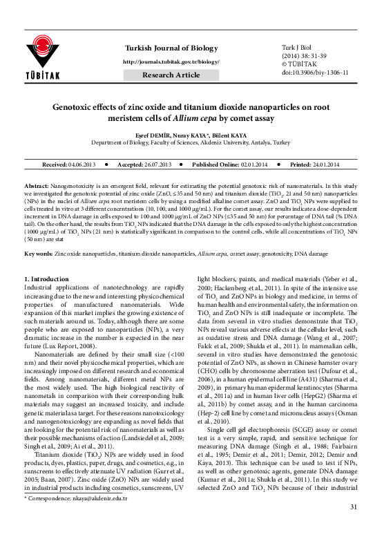 (PDF) Genotoxic effects of zinc oxide and titanium dioxide ...