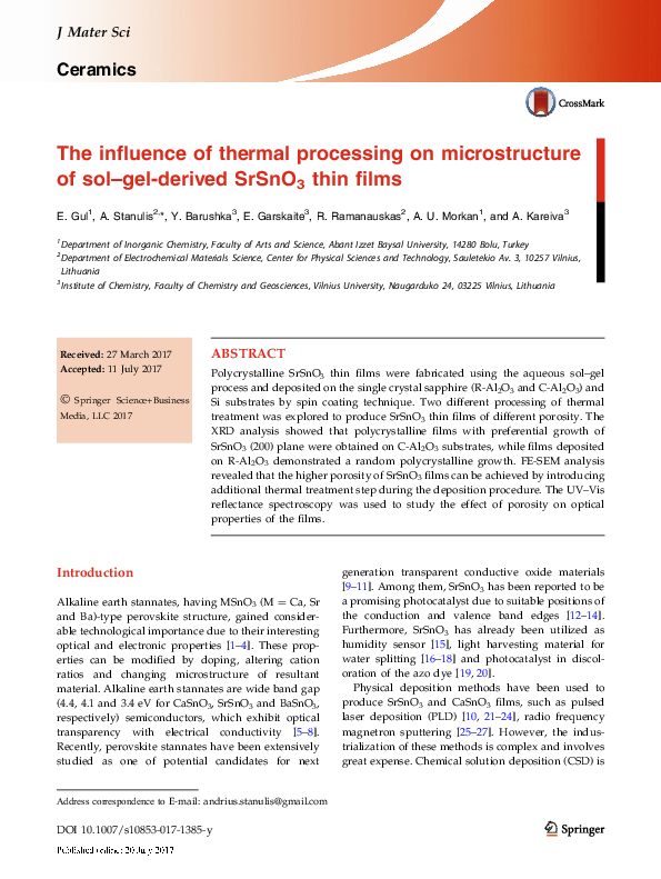 (PDF) The influence of thermal processing on microstructure of sol–gel ...