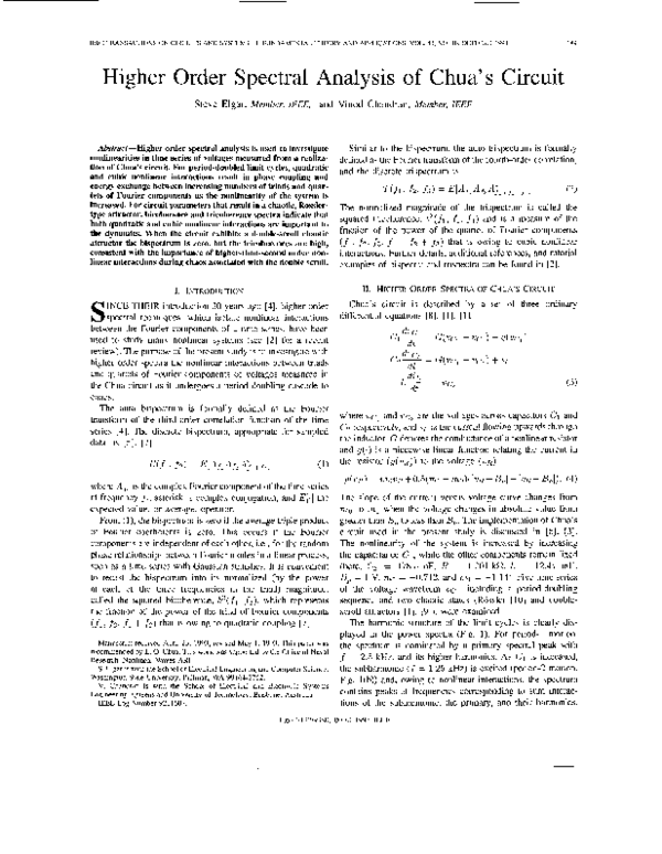 (PDF) Higher order spectral analysis of Chua's circuit | Steve Elgar ...