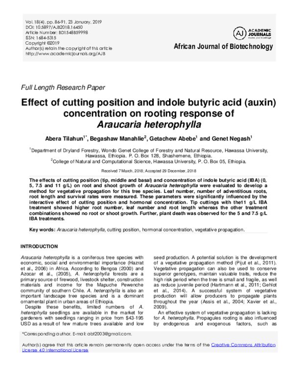 (PDF) Effect of cutting position and indole butyric acid (auxin ...