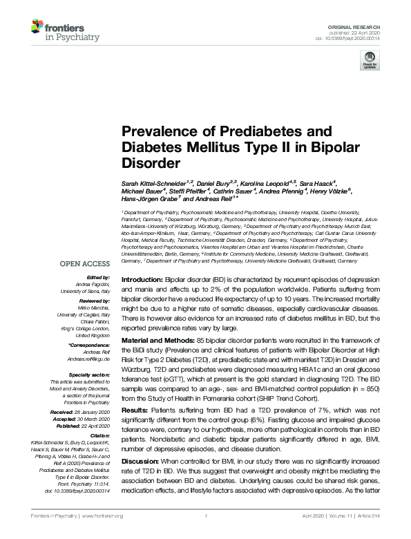 (PDF) Prevalence of Prediabetes and Diabetes Mellitus Type II in ...