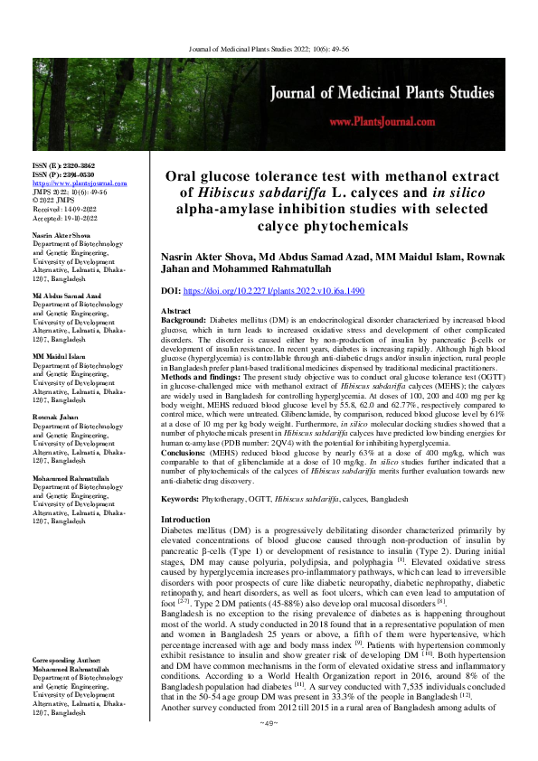 (PDF) Oral glucose tolerance test with methanol extract of leaves of ...