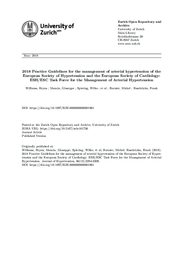 EUROPEAN CARDIOLOGY SOCIETY GUIDELINES HYPERTENSION intelligence overview