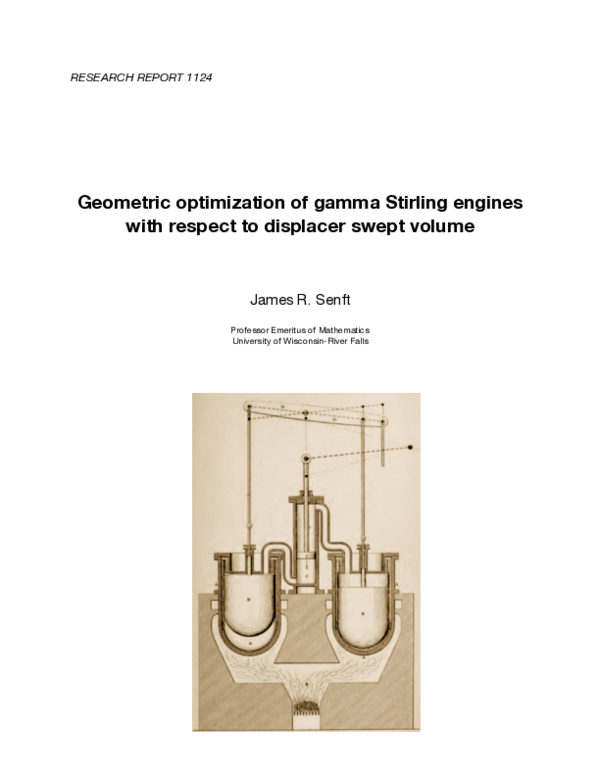 (PDF) Geometric Optimization of Gamma Stirling Engines with respect to ...