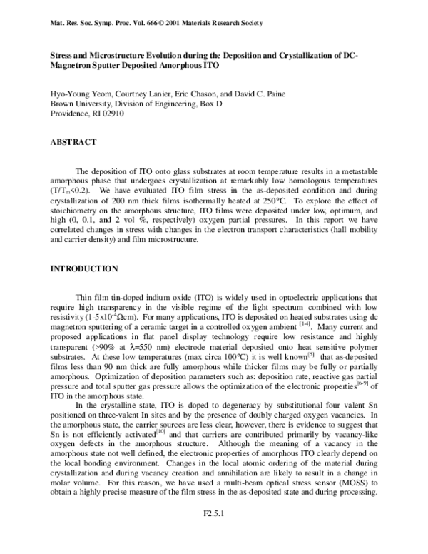 (PDF) Stress and Microstructure Evolution during the Deposition and ...