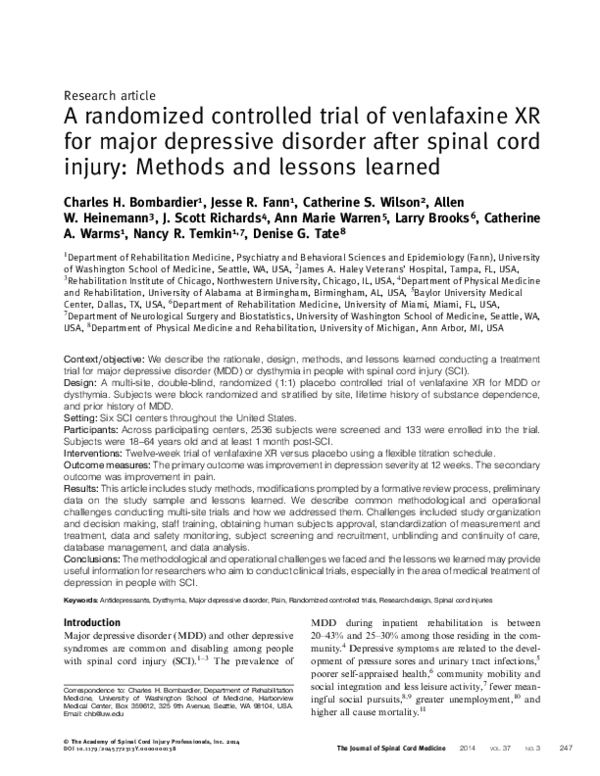 (PDF) A randomized controlled trial of venlafaxine XR for major ...