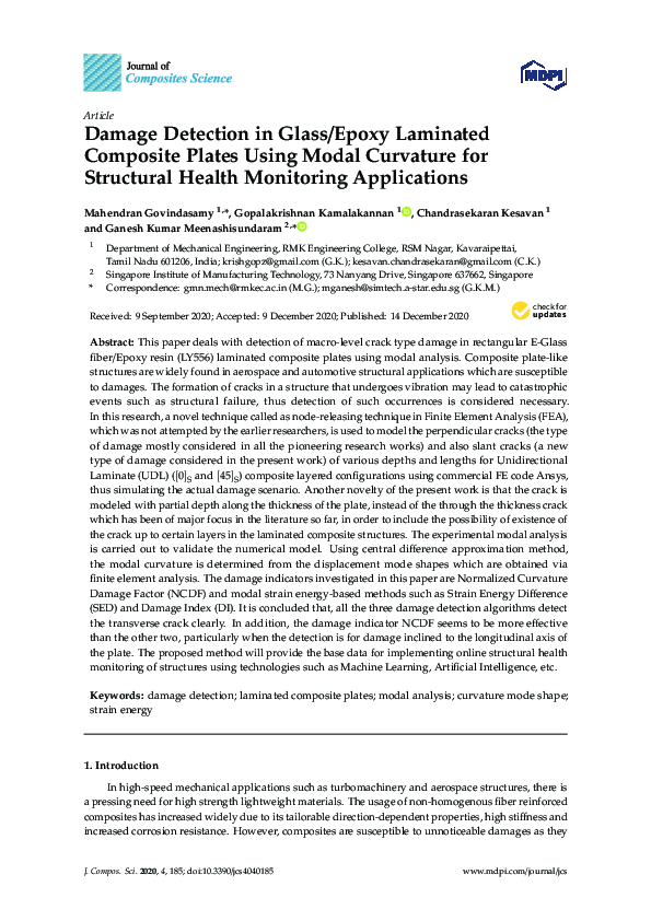 (PDF) Damage Detection in Glass/Epoxy Laminated Composite Plates Using ...